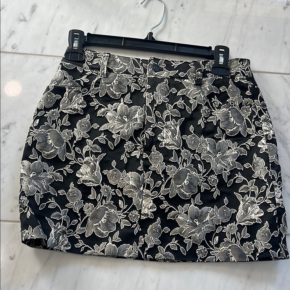 Floral Black and Gray Skirt